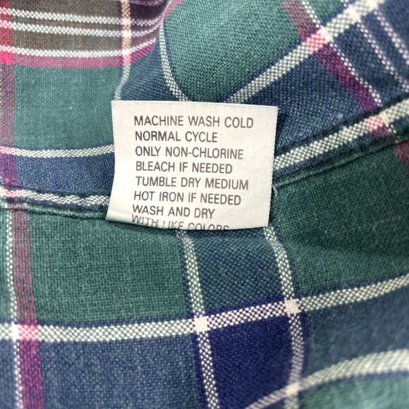 VTG Dockers Levis 90s Y2K Green Blue Plaid Shirt Work Ranch Yellowstone LARGE - Picture 9 of 9